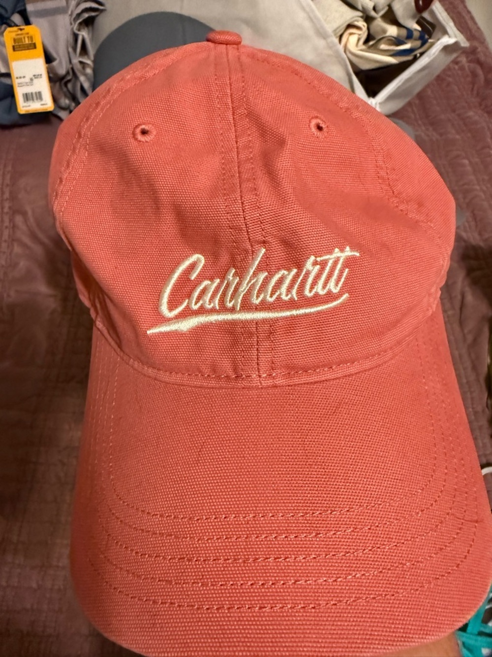 Carhartt Coral Script Logo Cap with White Embroidery
